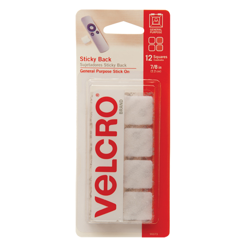 Attaches en carr&eacute;e, Boucle et crochet, 7/8" dia., Adh&eacute;sif, Blanc Air Extreme Inc.