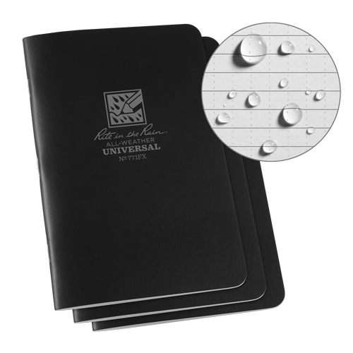 All-Weather Notebook, Soft Cover, Black, 48 Pages, 4-5/8" W x 7" L Air Extreme Inc.