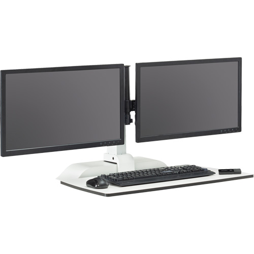 Soar Sit/Stand Electric Desk with Dual Monitor Arm, Desktop Unit, 37-1/4" H x 27-3/4" W x 22" D, White Air Extreme Inc.