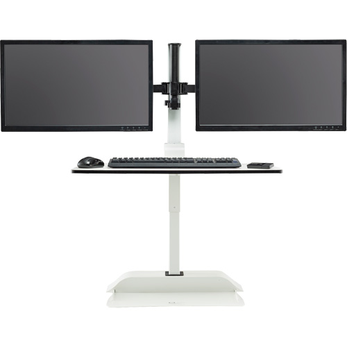 Soar Sit/Stand Electric Desk with Dual Monitor Arm, Desktop Unit, 37-1/4" H x 27-3/4" W x 22" D, White Air Extreme Inc.