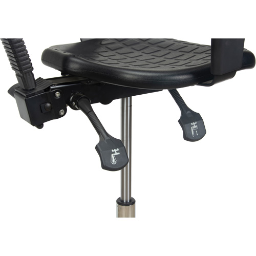Tabouret ergonomique robuste avec accoudoirs r&eacute;glables, Stationnaire, Ajustable, 39" - 48", Polyur&eacute;thane Si&egrave;ge, Noir Air Extreme Inc.