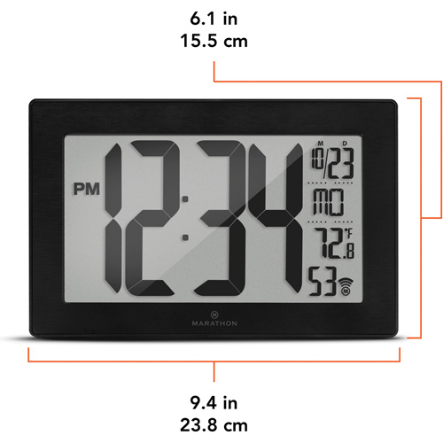Horloge murale &agrave; r&eacute;glage et ajustement automatiques avec support, Num&eacute;rique, &agrave; piles, Noir Air Extreme Inc.