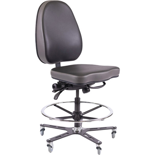 TF180 Ergonomic Industrial Chair, Mobile, Adjustable, Vinyl Seat, Black Air Extreme Inc.