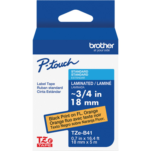 TZe-B41 Laminated Tape for TZe-Compatible P-Touch Label Makers, Black on Fluorescent Orange, 0.7" Width Air Extreme Inc.