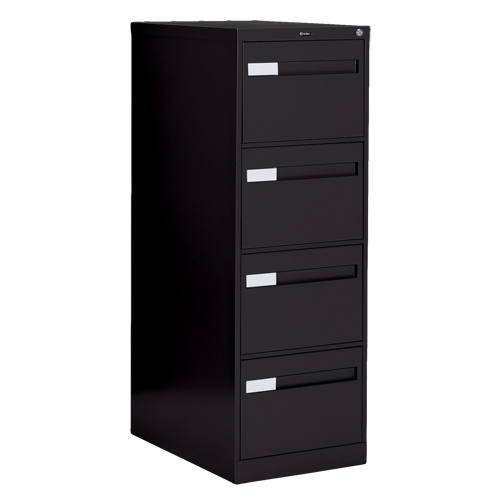 Vertical Filing Cabinet with Recessed Drawer Handles, 4 Drawers, 18.15" W x 26.56" D x 52" H, Black Air Extreme Inc.