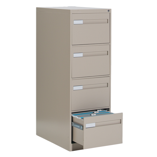 Vertical Filing Cabinet with Recessed Drawer Handles, 4 Drawers, 18.15" W x 26.56" D x 52" H, Beige Air Extreme Inc.