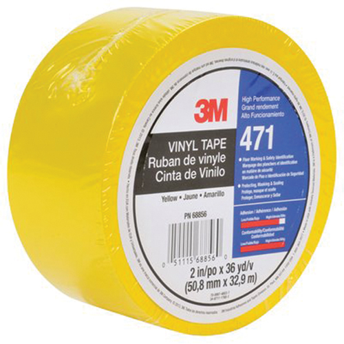 471 Vinyl Tape, 50.8 mm (2") W x 32.9 m (108') L, 5.3 mils, Yellow Air Extreme Inc.