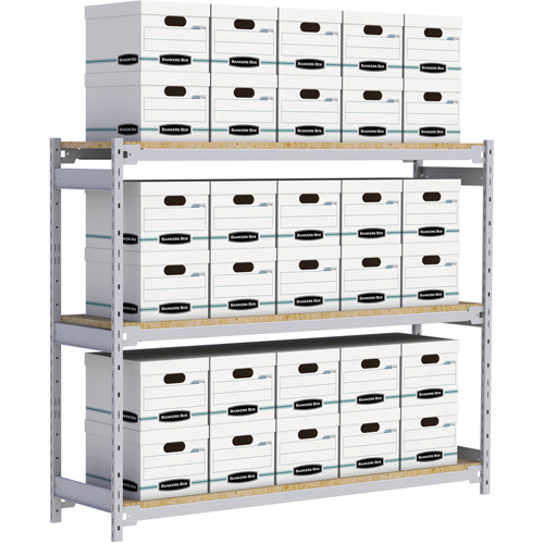 Wide Span Record Storage Shelving, Steel, 3 Shelves, 72" W x 18" D x 60" H Air Extreme Inc.
