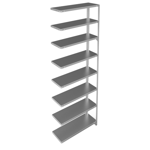 Shelving Unit, Galvanized Steel, Slotted Angle, 400 lbs. Capacity, 36" W x 96" H x 15" D Air Extreme Inc.