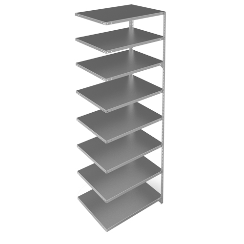 Shelving Unit, Galvanized Steel, Slotted Angle, 400 lbs. Capacity, 36" W x 96" H x 24" D Air Extreme Inc.