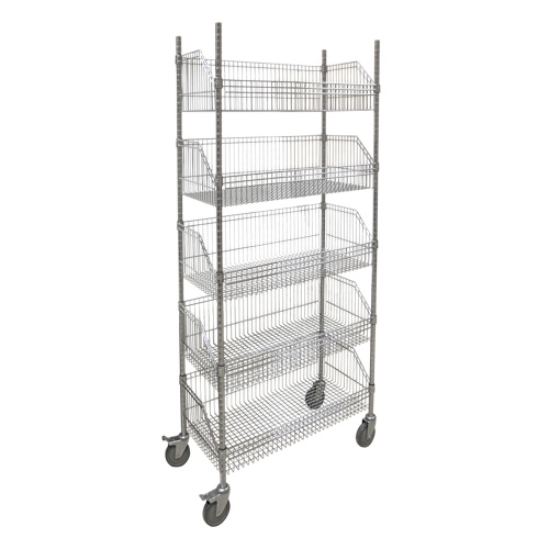 Wire Basket Shelving Cart, 5 Tiers, 36" W x 80" H x 18" D Air Extreme Inc.