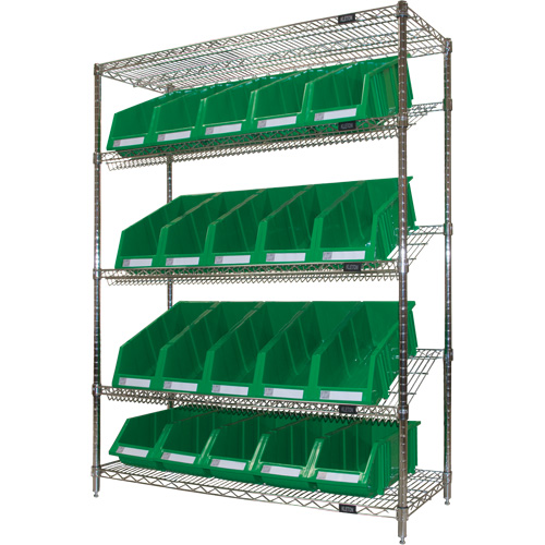&eacute;tag&egrave;re en treillis m&eacute;tallique &agrave; tablettes inclin&eacute;es avec bacs, Tiers 5, 48" la x 63" h x 18" p Air Extreme Inc.