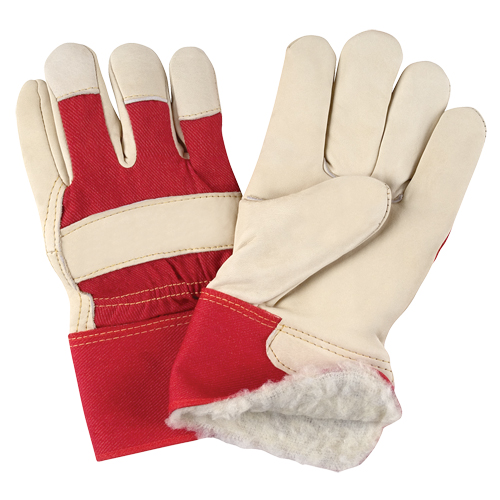 Red & White Premium Winter-Lined Fitters Gloves, Large, Grain Cowhide Palm, Boa Inner Lining Air Extreme Inc.