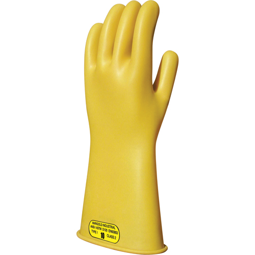 Yellow Natural Rubber Insulating Gloves, ASTM Class 2, Size 8, 14" L Air Extreme Inc.