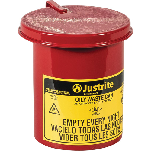 Mini bidons pour d&eacute;chets huileux pour dessus d'&eacute;tabli, Homologu&eacute; FM, 0,45 gal. US, Rouge Air Extreme Inc.