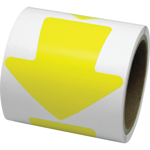 Coloured Floor Marking Decals, Arrow, 4" L x 4" W, Yellow, Vinyl Air Extreme Inc.