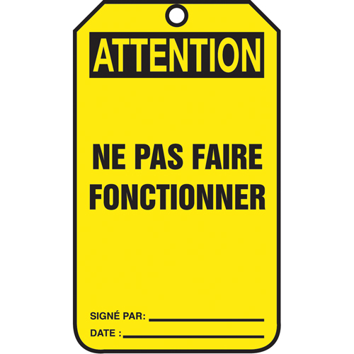 Lockout Tags, Cardstock, 3-1/8" W x 5-7/8" H, French Air Extreme Inc.