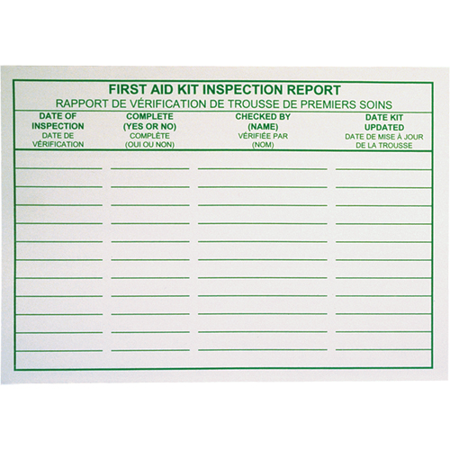 First Aid Kit Inspection Report Cards Air Extreme Inc.