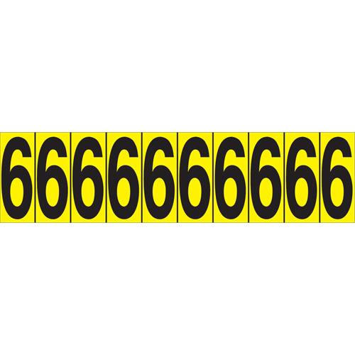 Individual Adhesive Number Markers, 6, 1-15/16" H, Black on Yellow Air Extreme Inc.