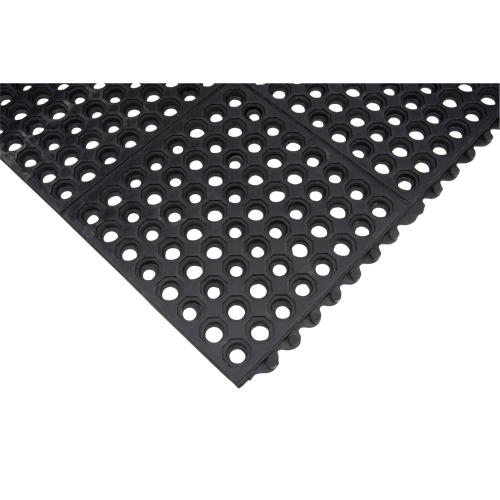 Tapis modulaire antifatigue, Nid d'abeilles, 3' x 3' x 1/2", Noir, Caoutchouc naturel Air Extreme Inc.