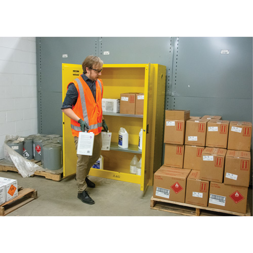 Flammable Storage Cabinet, 45 gal., 2 Door, 43" W x 65" H x 18" D Air Extreme Inc.