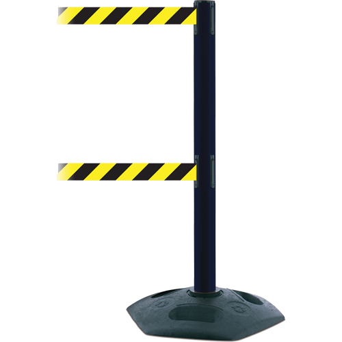 Dual Line Heavy Duty Post, Plastic, 38" H, Black/Yellow Tape, 7.5' Tape Length Air Extreme Inc.