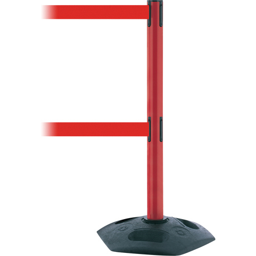 Poteau robuste &agrave; ligne double, Plastique, 38" h, Ruban Rouge, Longueur du ruban 13' Air Extreme Inc.