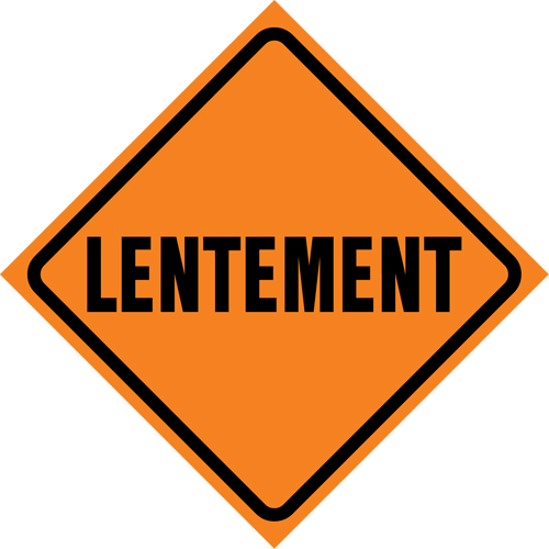 Enseigne enroulable de circulation  Lentement , 29-1/2" x 29-1/2", Vinyle, Français Air Extreme Inc.