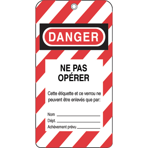 &eacute;tiquettes de verrouillage, Plastique, 3" la x 5-3/4" h, Français Air Extreme Inc.