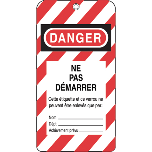 &eacute;tiquettes de verrouillage, Plastique, 3" la x 5-3/4" h, Français Air Extreme Inc.