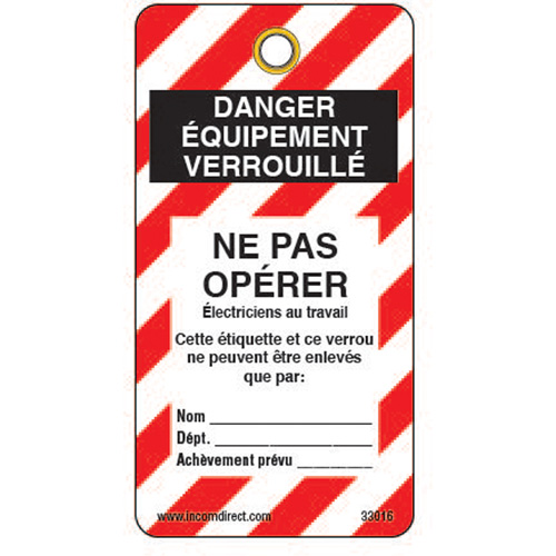 Lockout Tags, Plastic, 3" W x 5-3/4" H, French Air Extreme Inc.