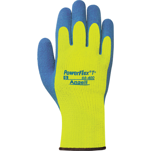 Gants PowerFlex T° Hi Viz 80-400, 7/Petit, R&ecirc;vetement Latex de caoutchouc, Calibre 7, Enveloppe en Tissu &eacute;ponge Air Extreme Inc.