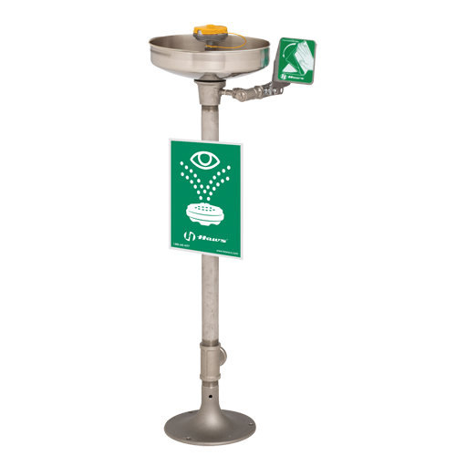 Poste de douche oculaire/faciale Axion, Installation Socle, Bol Acier inoxydable Air Extreme Inc.