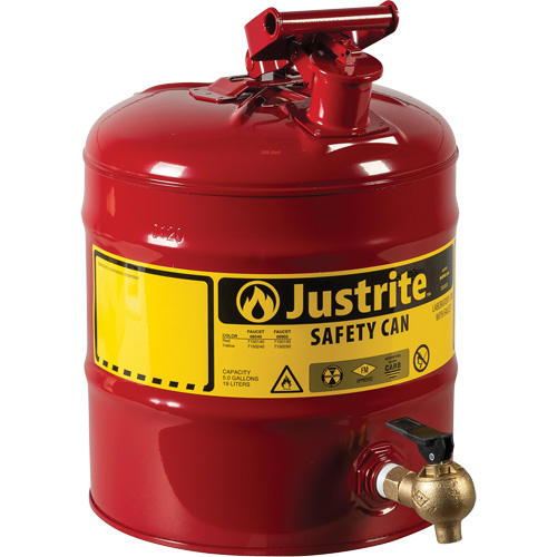 Laboratory Safety Can with Faucet, Type I, Steel, 5 US gal., Red, FM Approved Air Extreme Inc.