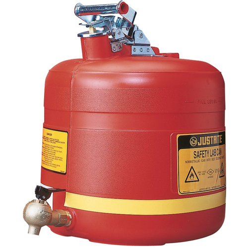 Bidon avec robinet s&eacute;curitaires pour laboratoires, Type I, Acier, 5 gal. US, Rouge, Homologu&eacute; FM Air Extreme Inc.