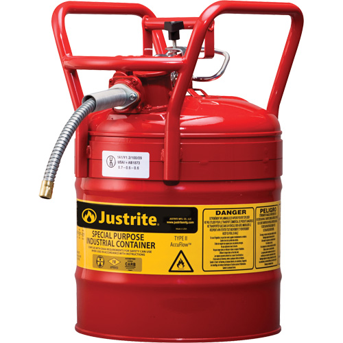 D.O.T. AccuFlow Safety Cans, Type II, Steel, 5 US gal., Red, FM Approved Air Extreme Inc.