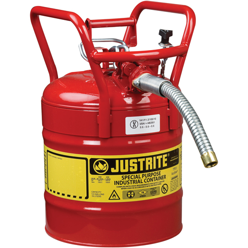 D.O.T. AccuFlow Safety Cans, Type II, Steel, 5 US gal., Red, FM Approved Air Extreme Inc.