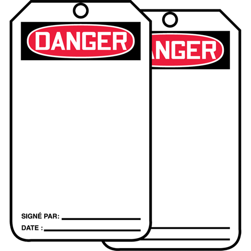 &eacute;tiquettes de s&eacute;curit&eacute; avec ent&ecirc;te vierge, Papier cartonn&eacute;, 3-1/8" la x 5-7/8" h, Français Air Extreme Inc.
