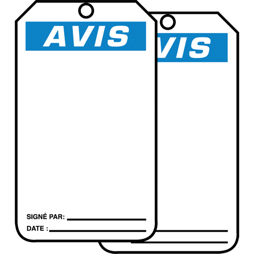 &eacute;tiquettes de s&eacute;curit&eacute; en français - &eacute;tiquettes avec ent&ecirc;ge vierge, Papier cartonn&eacute;, 3-1/8" la x 5-7/8" h, Français Air Extreme Inc.