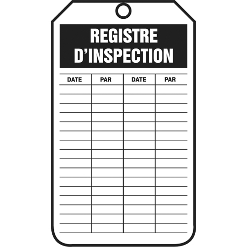 &eacute;tiquettes de s&eacute;curit&eacute; d'inspection et de contr&ocirc;le de l'&eacute;tat de l'&eacute;quipement, Papier cartonn&eacute;, 3-1/8" la x 5-7/8" h, Français Air Extreme Inc.