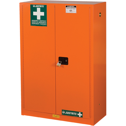 Emergency Preparedness Storage Cabinets, Steel, 4 Shelves, 65" H x 43" W x 18" D, Orange Air Extreme Inc.