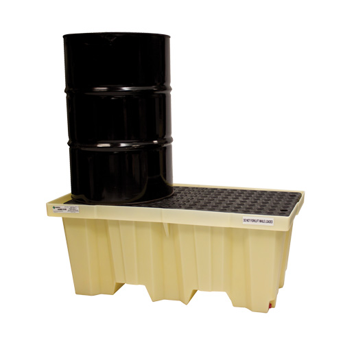 Palettes Poly-Spillpallet emboîtables avec drain pour 2 barils, Capacit&eacute; de d&eacute;versement 66 gal. US, 51" x 26" x 21" Air Extreme Inc.