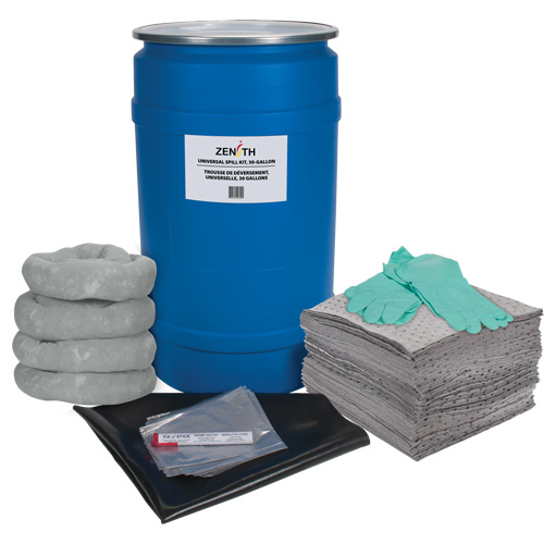 Trousse de lutte contre les d&eacute;versements pour &eacute;tabli, Universel, Baril, Absorbance de 30 gal. US Air Extreme Inc.