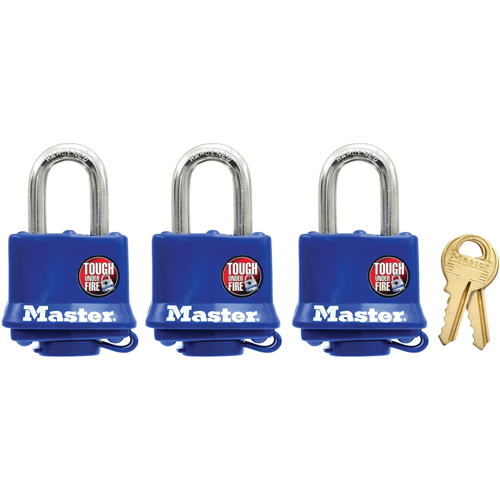 Weather-Resistant Padlock, Blue, Keyed Alike, Laminated Steel, 1-9/16" Width Air Extreme Inc.