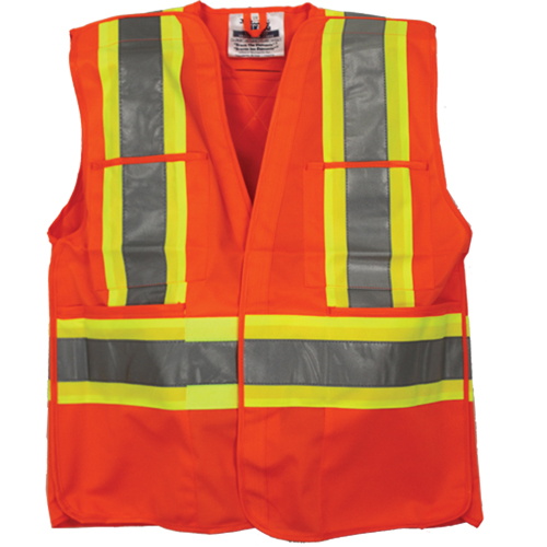 Veste de s&eacute;curit&eacute; pour arpenteur, Orange haute visibilit&eacute;, 4T-Grand/5T-Grand, Polyester Air Extreme Inc.