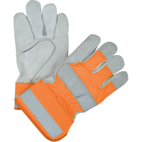 Gants d'ajusteur haute visibilit&eacute; de premi&egrave;re qualit&eacute;, Grand, Paume en Cuir de vache refendu, Doublure en Coton Air Extreme Inc.