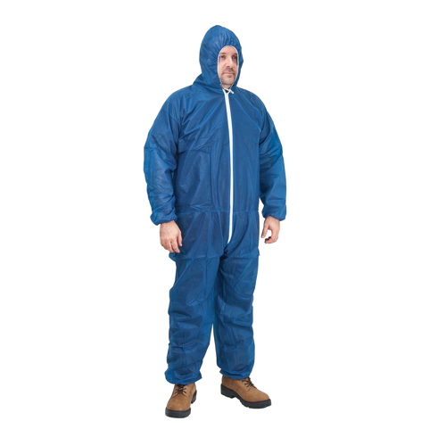 Hooded Coveralls, Medium, Blue, Polypropylene Air Extreme Inc.