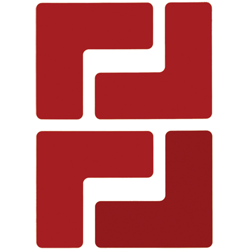 Floor Corner Marks, L, 5" L x 2" W, Red, Polyester Air Extreme Inc.