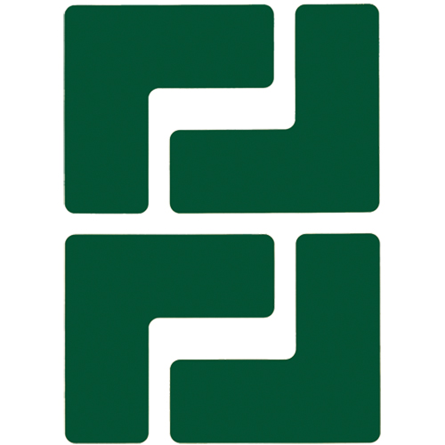 Floor Corner Marks, L, 5" L x 2" W, Green, Polyester Air Extreme Inc.