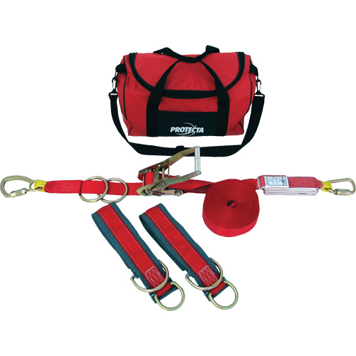 Syst&egrave;me de corde de s&eacute;curit&eacute; horizontale temporaire PRO-Line, 60', Sangles, Pivotant Air Extreme Inc.